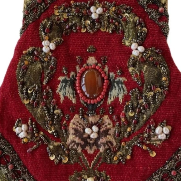 Mary Frances EUC Vintage Elegant Velvet Red Beaded Evening Bag - Picture 1 of 2